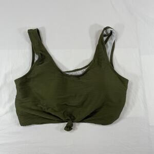 Coral Reef Swim Olive Ribbed Knot Front Bikini Top XL Women's Size 14/16